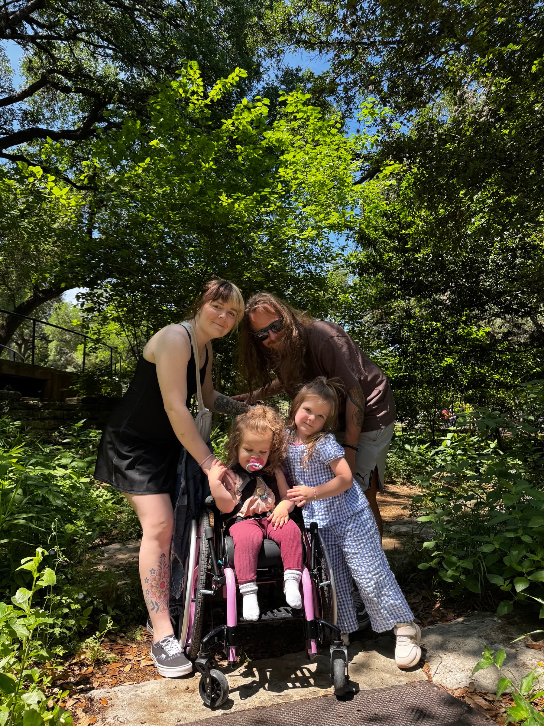 River with her family outdoors